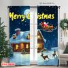 2pcs 2D Flat Printing Christmas Scene Curtain Merry Christmas Night Versatile Polyester Without Electricity Family Party