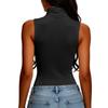 Fashionable Women's Sleeveless Decoy Collar Base Layer Top Vest