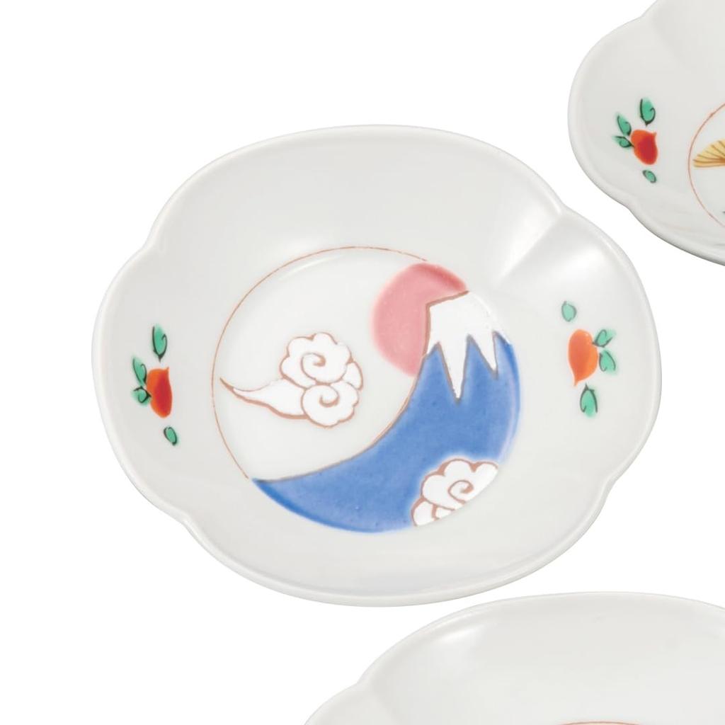 Kutani Ware "Iwataya" 3.5-inch Plates Set, Lucky Charm, K8-52