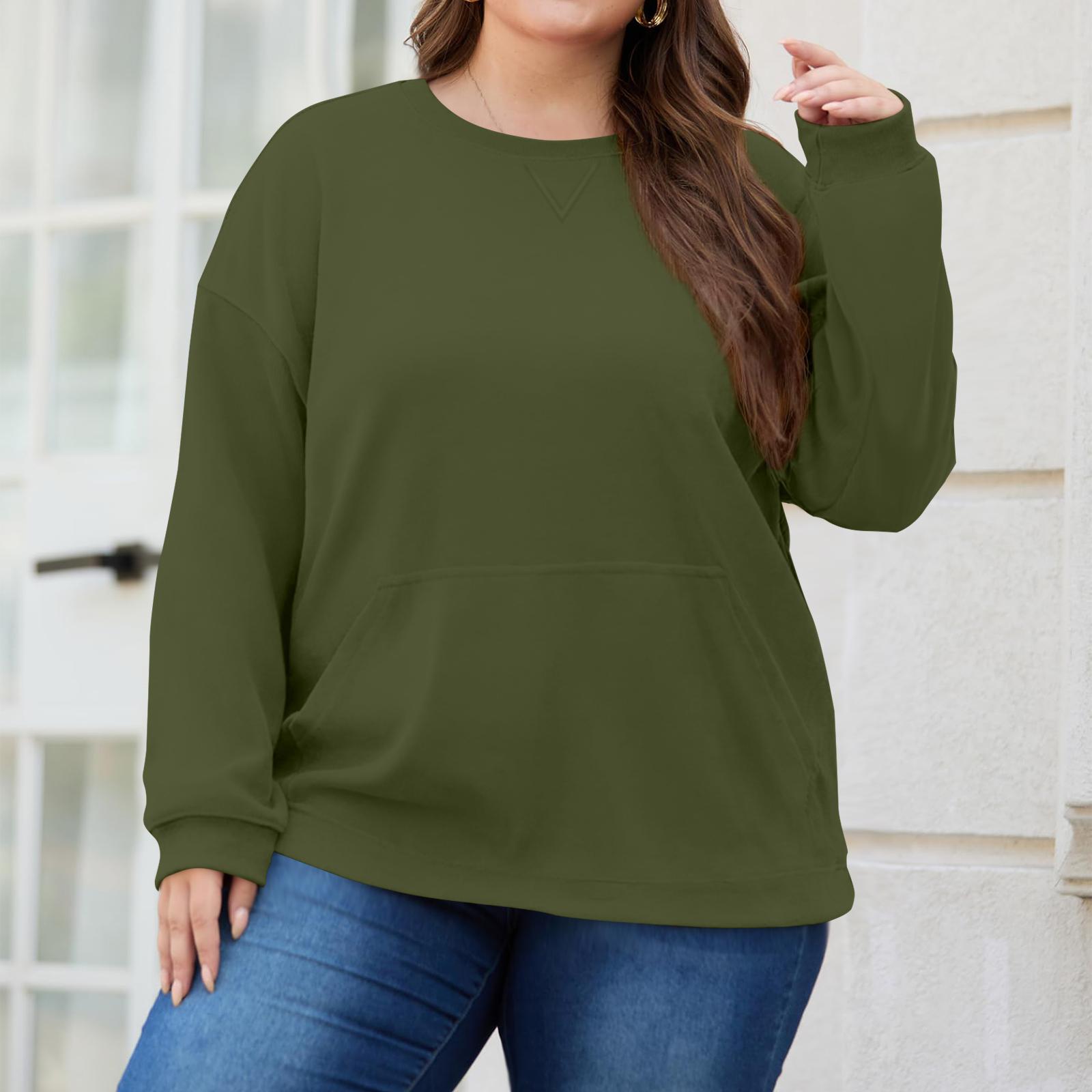 

Толстовка большого размера для женщин, оверсайз, с круглым вырезом, с длинным рукавом, пуловер L