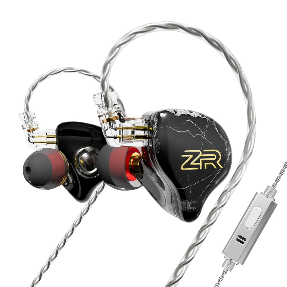 Hifi Kingdom ND-ZR 10mm Diamond Dynamic Driver (1DD) Wired In-Ear Monitors, Black with Mic