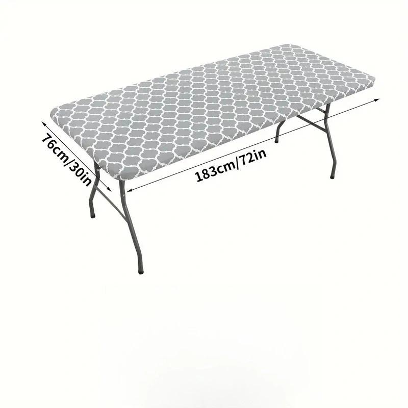 1PC 72x30in Elastic Fitted Tablecloth Oil-proof Wipeable Table Cover for Party Decoration Picnic Camping Outdoor Manteles