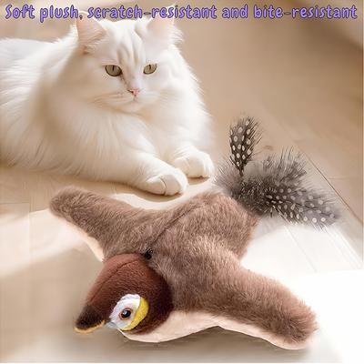 Interactive Cat Toys Rechargeable Flying Bird Cat Toy Chirping Flapping Bird(no Flying) Can Add Catnip Touch Activated Plush Toy