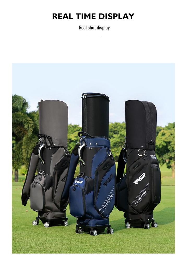 PGM Telescopic Hard Shell Golf Bag with Four-Wheel Push and Inverted Club Storage for Men and Women, Airline Check-in Ready.