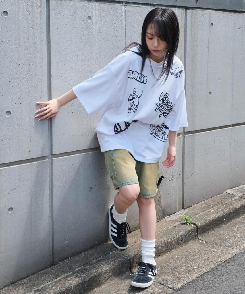 WEGO Short Sleeve Set with Rough and Grungy Graphic Summer Size White Men's T-Shirt (2 Pieces) Accessories, T-Shirt, Clothing, Streetwear, M,