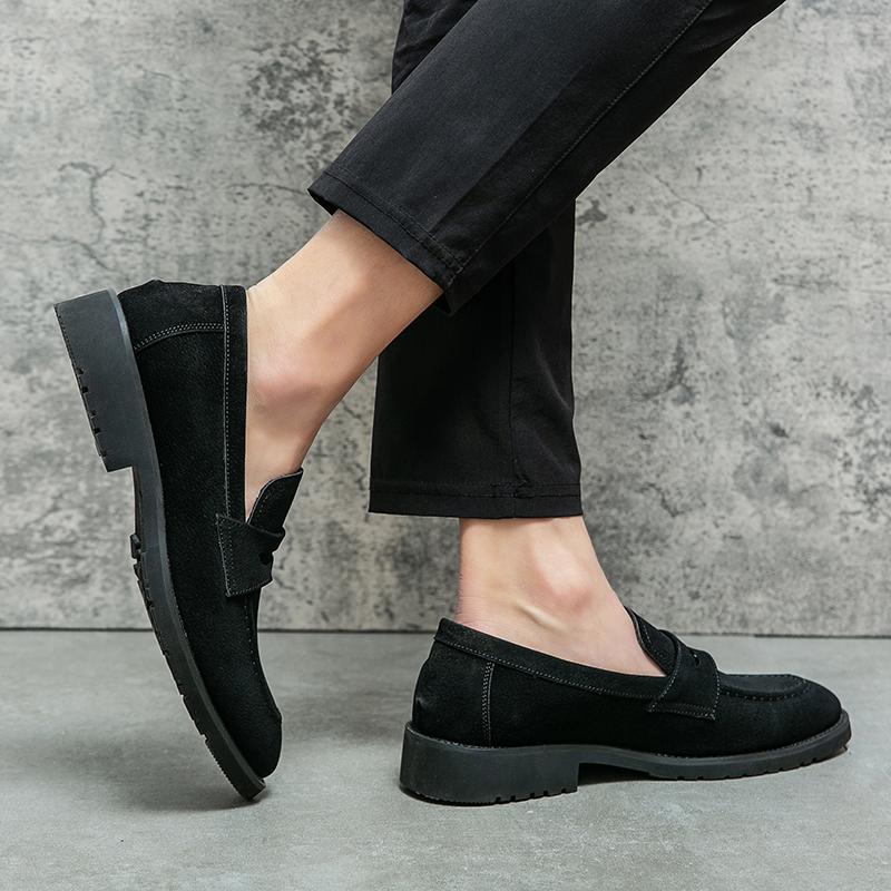 High-Quality Men's Solid Color Suede Casual Shoe Classic Low -Heeled Formal Office Shoe Breathable And Anti - Slip Walking Shoes