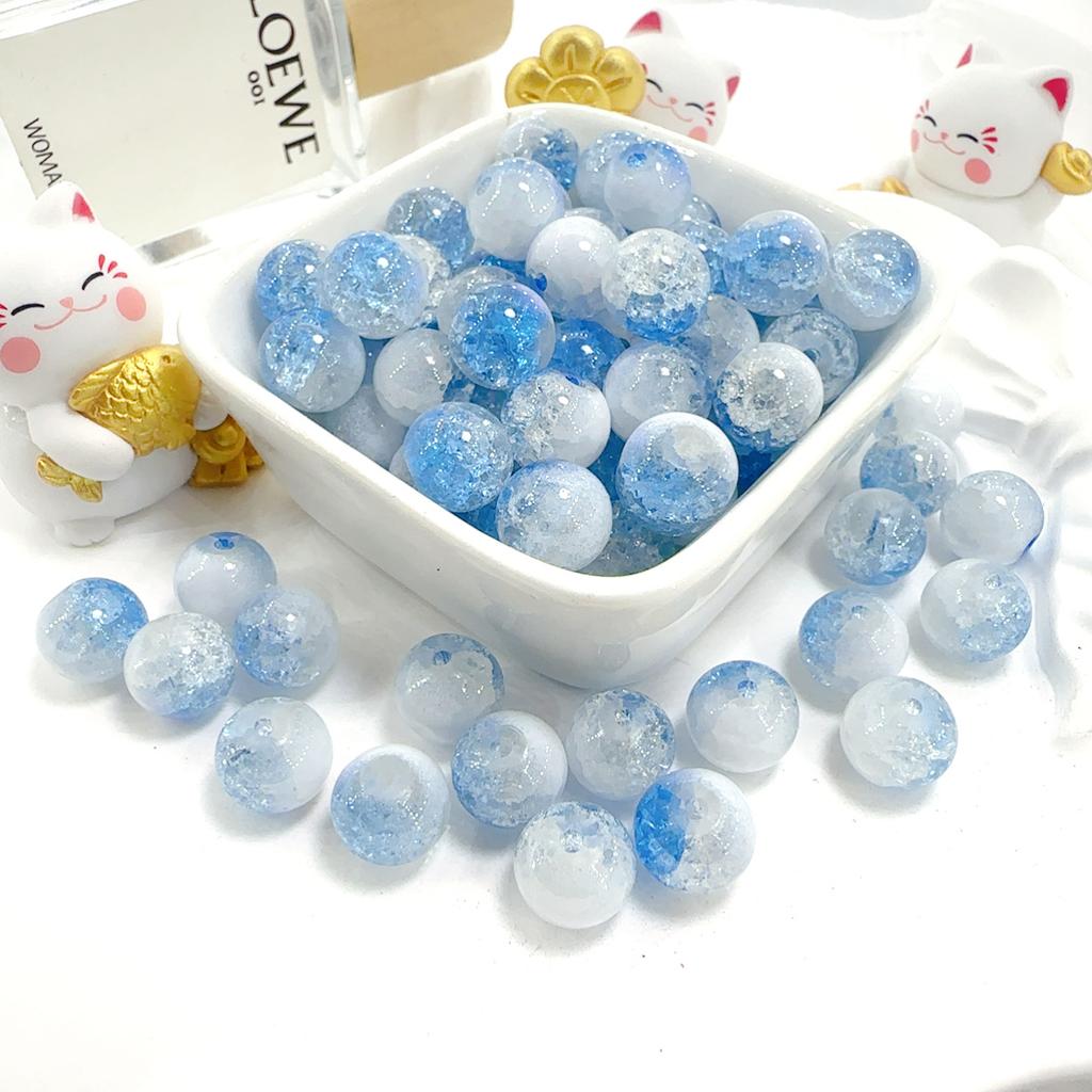 10mm Crackle Glass Round Beads, Loose Spacer Beads DIY Accessories for Bracelet Making 50pcs