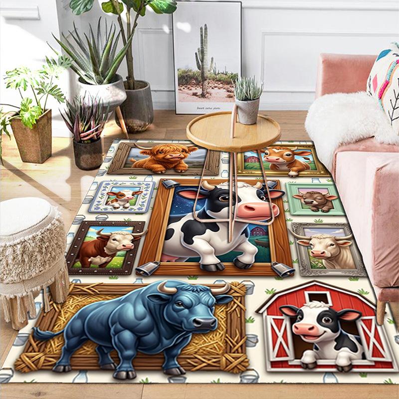 Farm Animal Frames Pattern Rug Floor Mat for Living Room or Bedroom Soft and Comfortable Carpet a Gift for Birthday and Holiday.