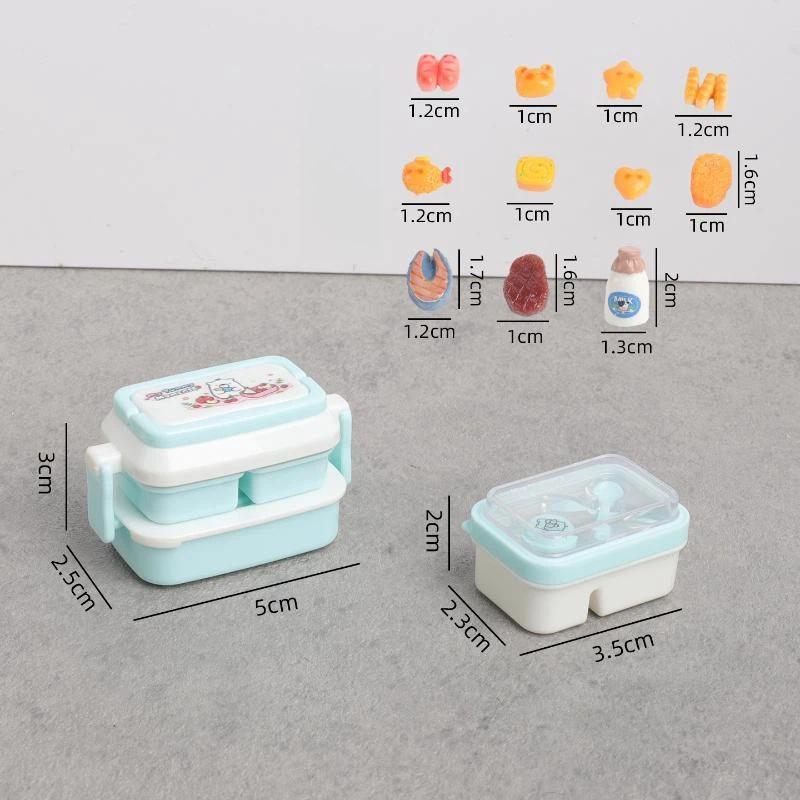 Dollhouse Simulation Mini Lunch Storage Box 1 Set Cartoon Kitchen Tableware for Kids Pretend Play Game Props