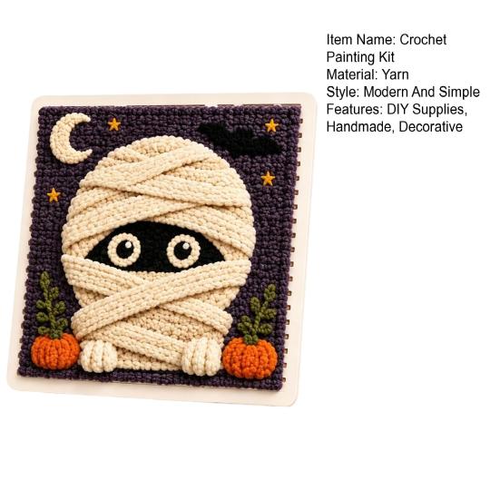 Yarn Art Decor Projects DIY Fabric Weaving Painting Kit, Halloween Christmas Crochet Kit for Decoration, Beginner Handmade Craft Project Set Holiday