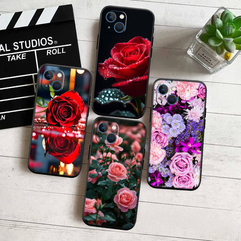 MH131 Roses Flower Phone Shell Case for iPhone 7 8 11 12 13 14 15 16 17 16E XS Pro Max XR X SE Air