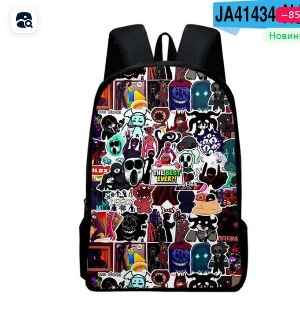Doors Letter Roblox Anime Cartoon Lightweight Bag Children Backpack School
