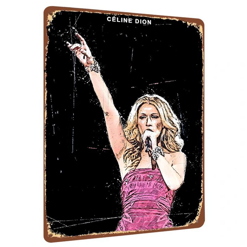 

Celine Dion Live Performance Metal Wall Art Decorative Iron Painting for Music Fans Home Decoration 20x30cm（7.8x11.8inch）