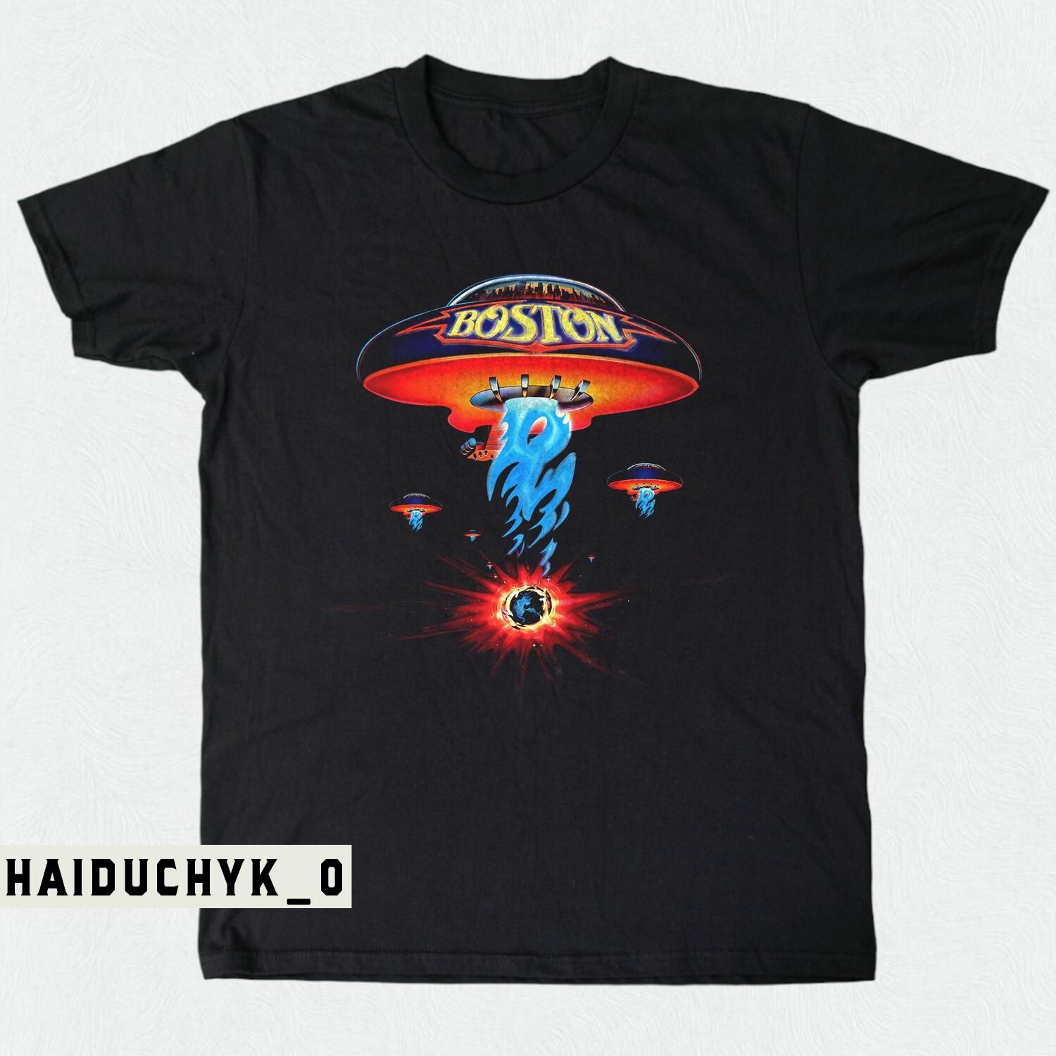 Boston Shirt Hard Rock Band Unisex Black T-shirt Size S-5XL XL