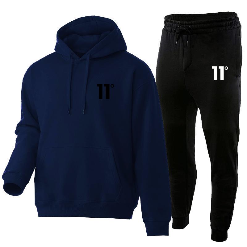 Directly from the Manufacturer Autumn and Winter Men's Casual Hooded Suit Men's Trend Fleece Sweater Sweatpants Sports Men's Two-piece Set