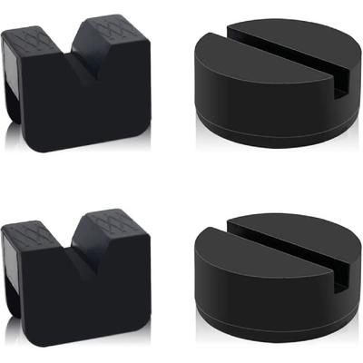 2 Types Jack Stand Pads Adapter 4 Ton Universal Rubber Slotted Frame Rail Pinch Welds Protector For Jack Stand (Black)