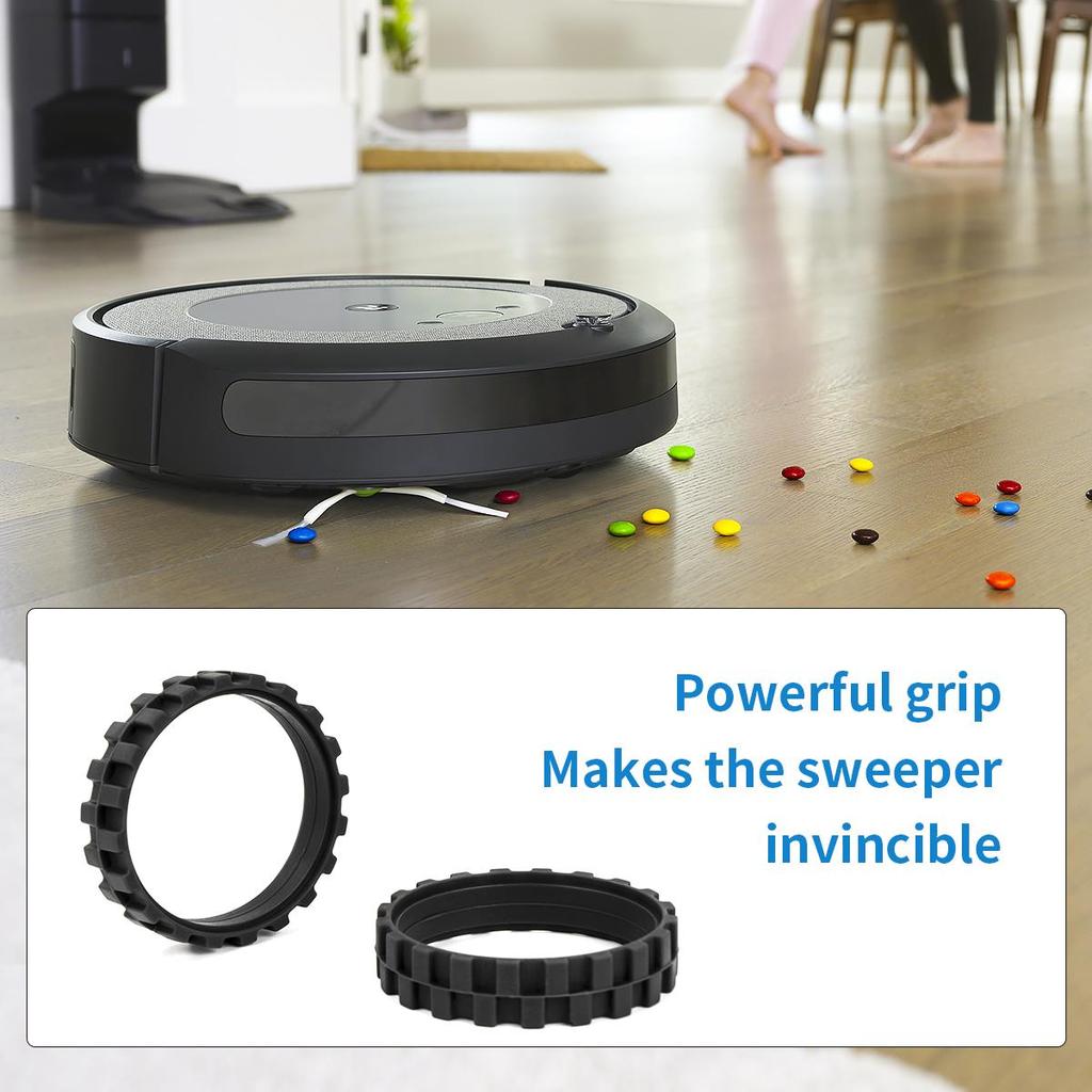 Tire Skin for IROBOT ROOMBA Wheels Series 500, 600, 700, 800 and 900 Anti-Slip, Great Adhesion and Easy Assembly
