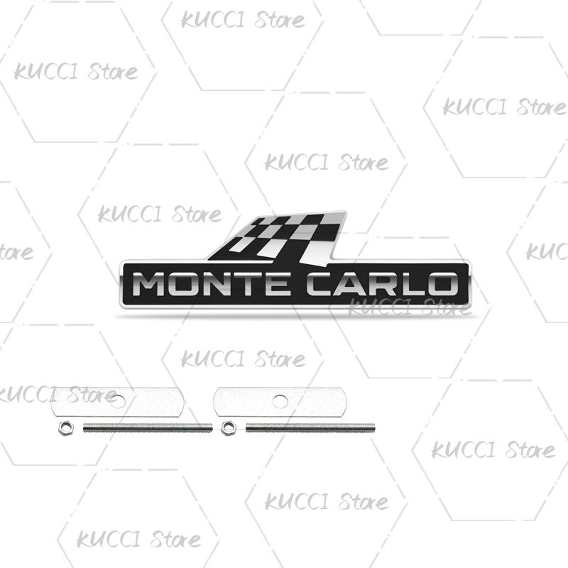 AAABV1 Alloy Metal Monte Carlo Racing Flag Grille Emblem Rear Trunk Badge Sticker For Skoda Fabia Octavia Kodiaq Superb VRS Kamiq Rapid
