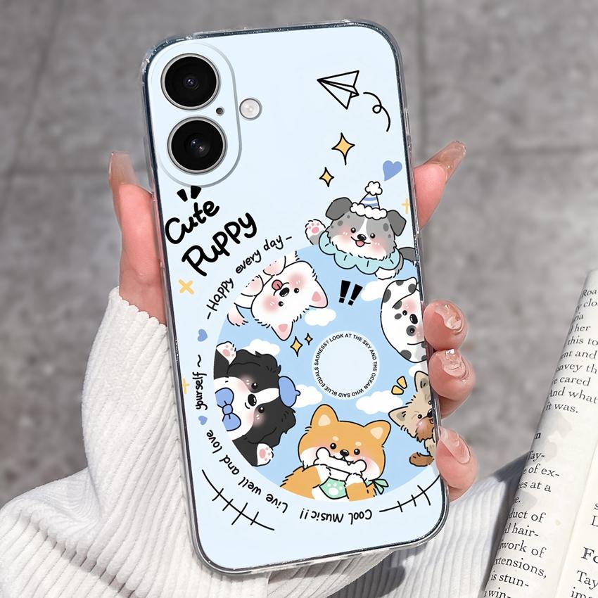 For iPhone 17 Air 16 15 14 13 Pro Max Plus 16e Luxury Clear Phone Case Cute Couple Piggy Pattern Soft Silicone Anti Slip Shell For iPhone Bumper Cover
