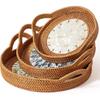 Set of 3 Round Rattan Tray Set with Mother of Pearl Inlay, Wicker Tray, Storage and Display of Coffee Bread Food Fruit, Table Decor, Home Decor