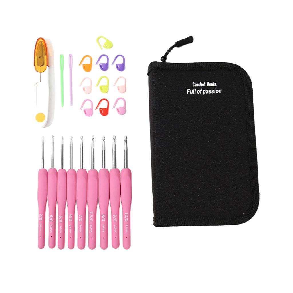 22pcs Crochet Hooks Set Crochet Hook Kit with Storage Case Ergonomic Knitting Needle Weave Yarn Kits DIY Hand Knitting