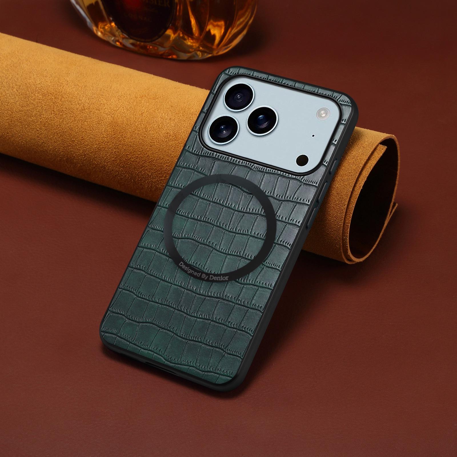 

Denior Crocodile Pattern Magnetic Case for iPhone 14/15/16/17Pro 7G/8G/SE 2020/SE 3 зелёный
