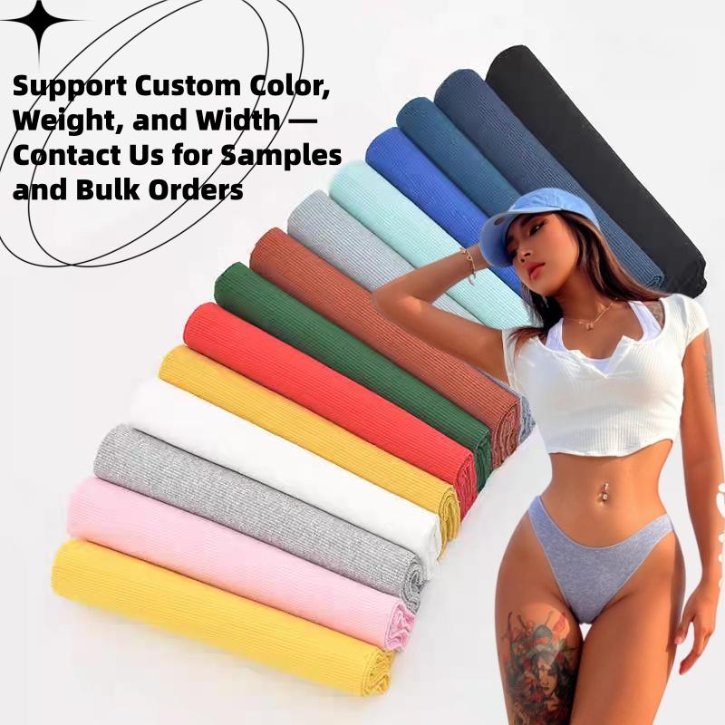 95% Cotton 5% Spandex Black 190gsm High Stretch Elastic Fabric Double-Sided Knitted Material for Clothing for Women s Underwear