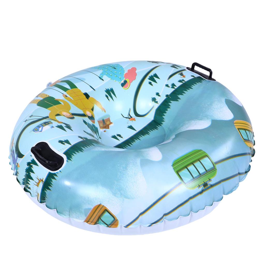 Tub de Zăpadă de 41,3 Inch PVC Rezistent la Frig Îngroșat Gonflabil Sanie de Zăpadă Inel de Schi Jucărie de Iarnă cu Mânere pentru Derdelușat în Aer Liber