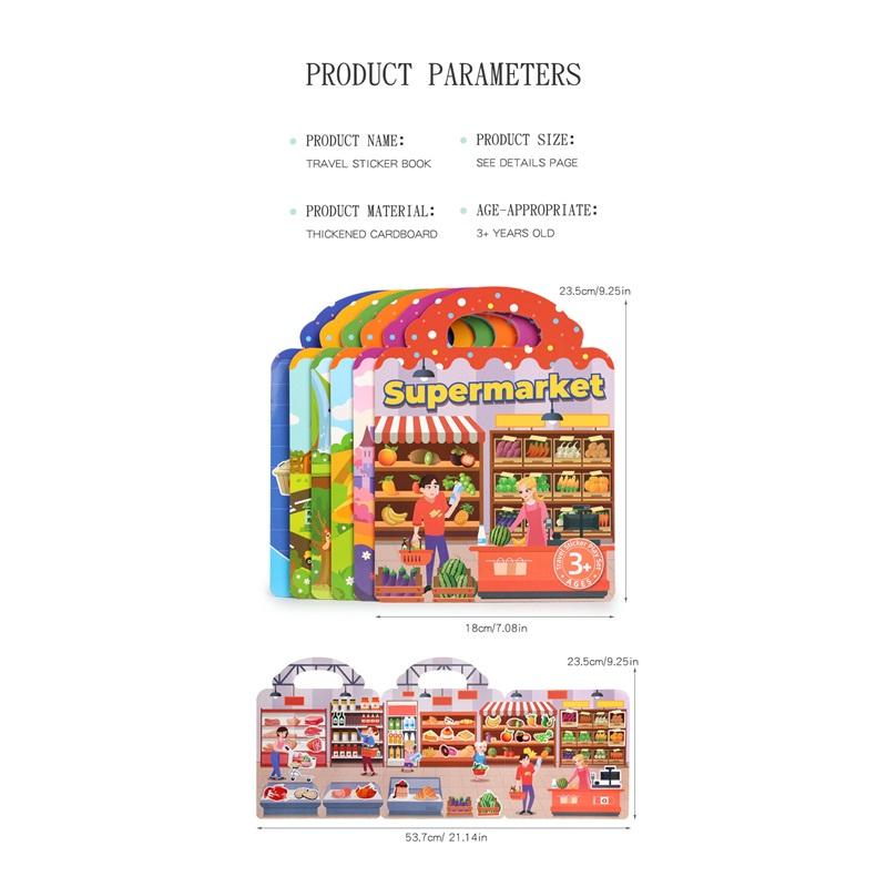 Children's Portable Quiet DIY Reusable Sticker Book Busy Jelly Paste Sticker Multi-scene Bubble Sticker Toys for Fun Learning