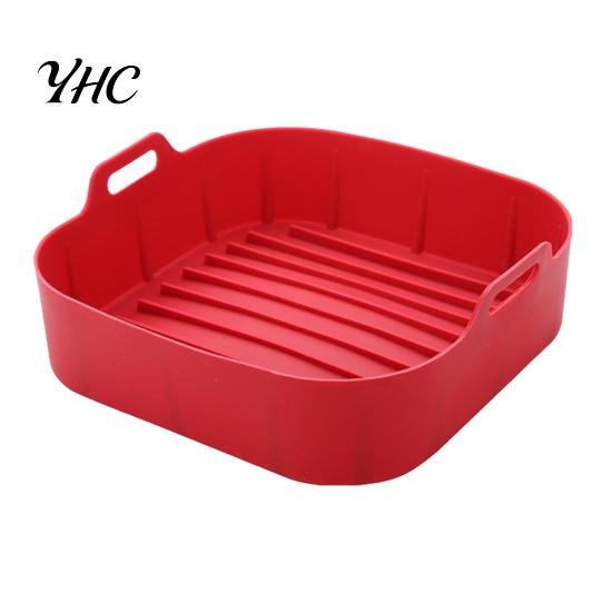 Easy To Clean Air Fryer Silicone Liner Baking Pan Liners with Handles Food-Grade Oven Square Airfryer Non-Stick Reusable Accessories for 4-6 Qt Fryers