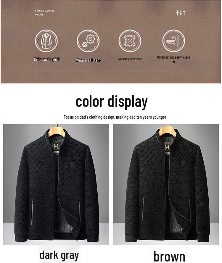 2025 Men's Spring/Autumn Corduroy Jacket: Business Casual, Stand Collar, Perfect for Middle-Aged & Elderly