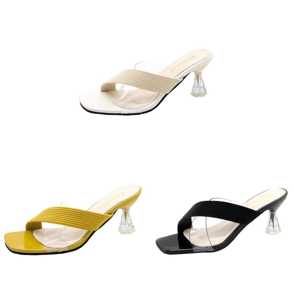 Summer Womens Clear High Heel Sandals With Slipon Design For Casual Wear