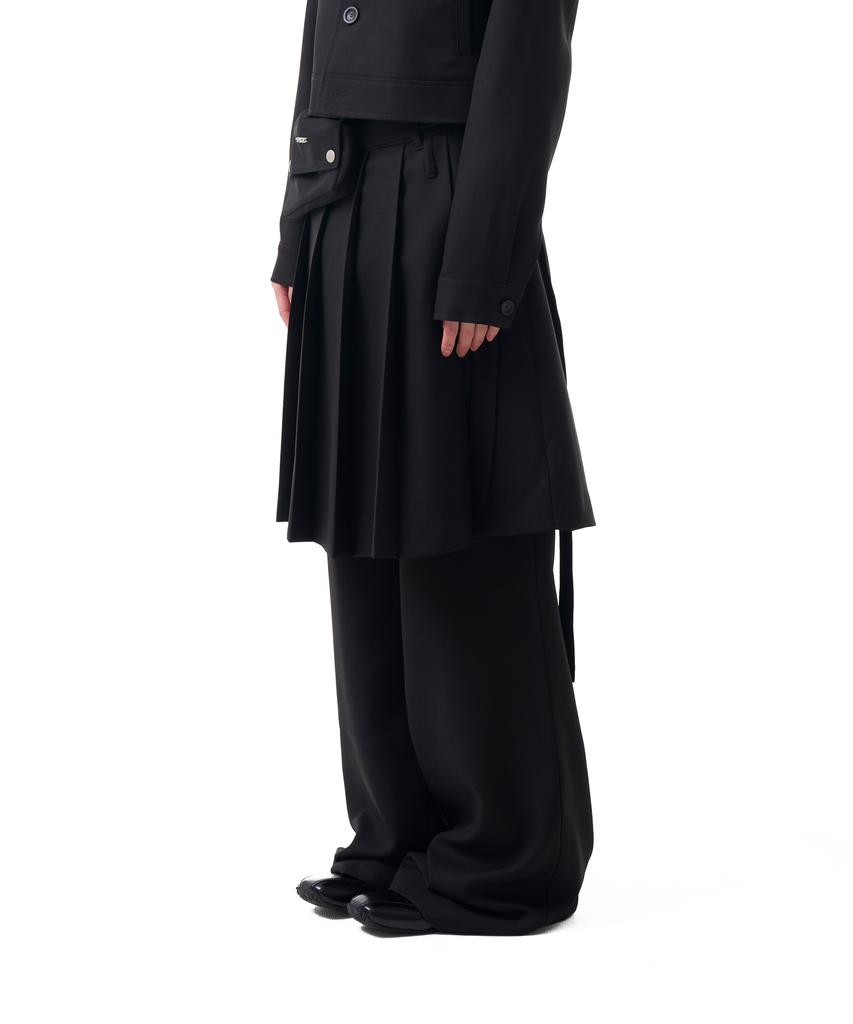 Iuga Makaras Belted Bag Pleats Midi Skirt (Black)