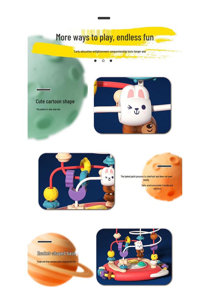 Multifunctional Montessori Bead & Block Educational Toy for Toddlers