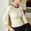 Age-reducing Playful Polka Dot T-shirt for Women Long-sleeved Autumn Clothes Contrasting Slim Base Shirt