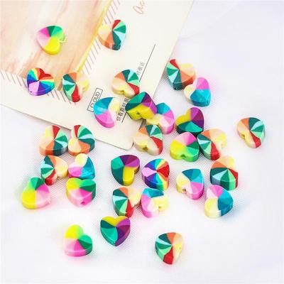 30Pcs Heart Shape Beads Polymer Clay Beads Mixed Color Polymer Clay Spacer Beads For Earring Bracelet Necklace DIY Jewelry Making Accessories