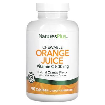 NaturesPlus, žvýkací pomerančový džus, vitamín C, přírodní pomeranč, 500 mg, 90 tablet