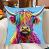 1pc Modern Highland Cow Design Zippered Pillow Cover, Single-Sided, Perfect for Home, Office, Living Room, and Car Decor, Ideal Housewarming and Holid