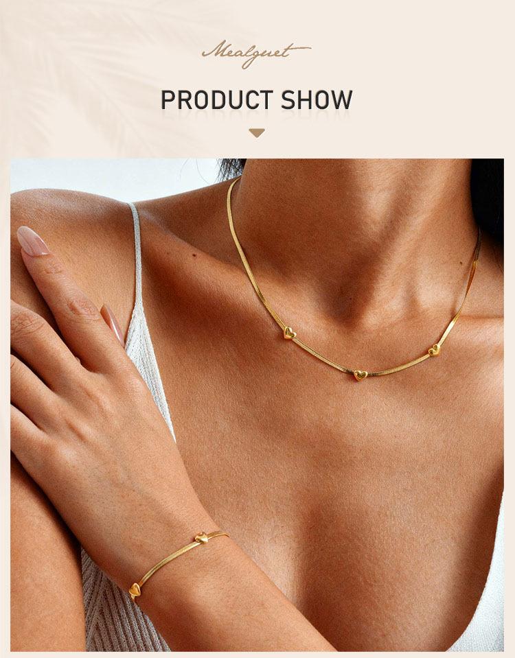 18k Gold Plated Choker Necklace for Women, Gold Plated Stainless Steel, Bowknot Heat Butterfly Collar Bone Chain Necklace
