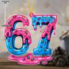 Valentine's Day 67 Number Hanging Ornament, Couples Gift, Decor - No Electricity Needed, Romantic Decorative Piece with 67 Shape, Nurseries, Vintage H