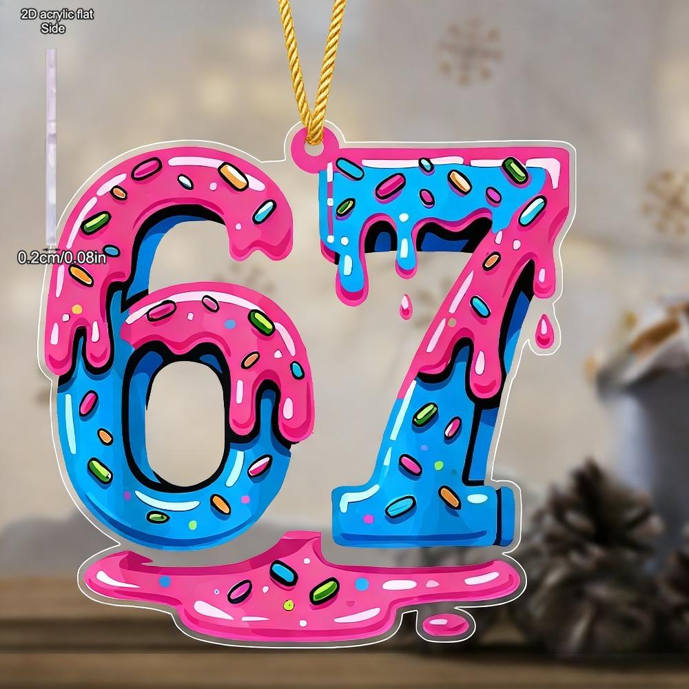 Valentine's Day 67 Number Hanging Ornament, Couples Gift, Decor - No Electricity Needed, Romantic Decorative Piece with 67 Shape, Nurseries, Vintage H