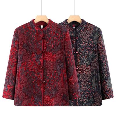 Mom Coat Grandma Winter Clothes Thickened Medium and Elderly Clothes Autumn and Winter Velvet Old Lady Year 0 Tang Suit Coat