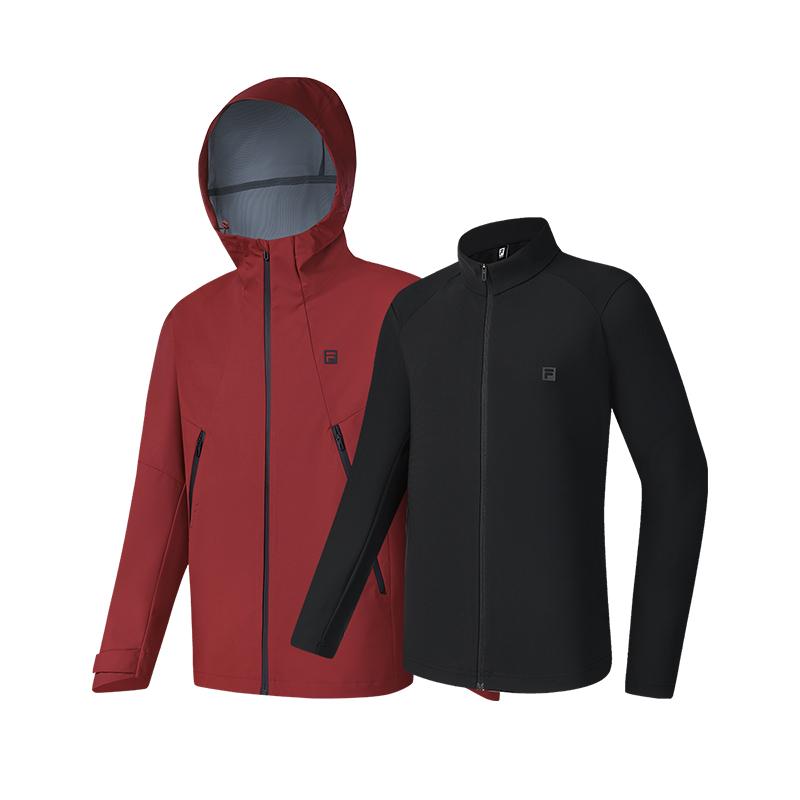 FILA Fashion Woven Hooded Jacket Two-Piece Set Men tops Rust-Red A11M511716FRD