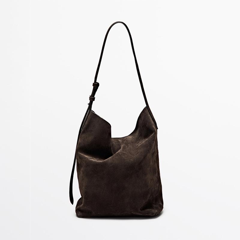 

Retro Frosted Shoulder Bag Luxury Designer Niche Handbag Women s Large Bucket Bag Simple Solid Color Adjustable Crossbody Bag кофейный