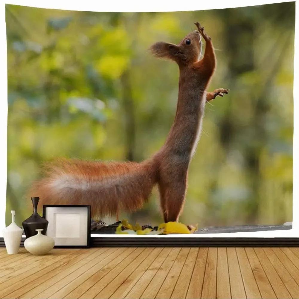 Niedlicher Eichhörnchen Wandteppich Büro Wohnzimmer Dekoration Zuhause Wandteppich