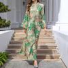 Europe, America, Autumn Robe Dress Flower Print Long Sleeve Dress Robe