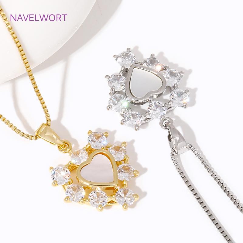 Luxury Shiny Zircon Charms Pendants 18K Gold Plated Brass Heart Pendants For Jewelry Making Supplies DIY Necklace Accessories