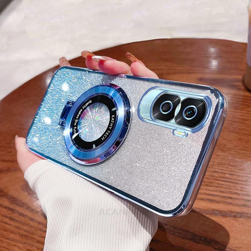 Luxusní třpytivé pouzdro a držák pro Huawei Honor 200 70 50 90 Pro Lite Honor 90 silikonový stojánek Honor 200pro