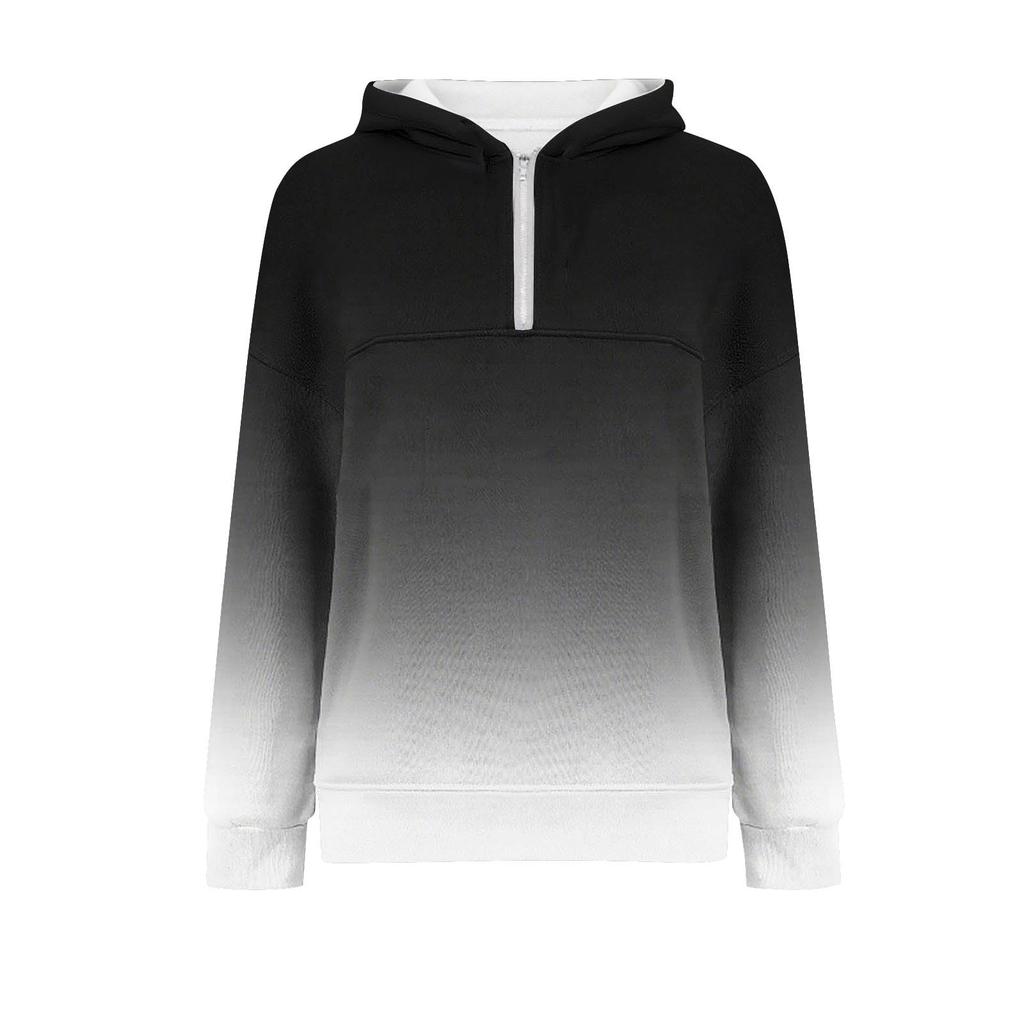 Women's Fashionable Solid Color Hooded Long Sleeved Sports Casual Pullover Sweatshirt Top