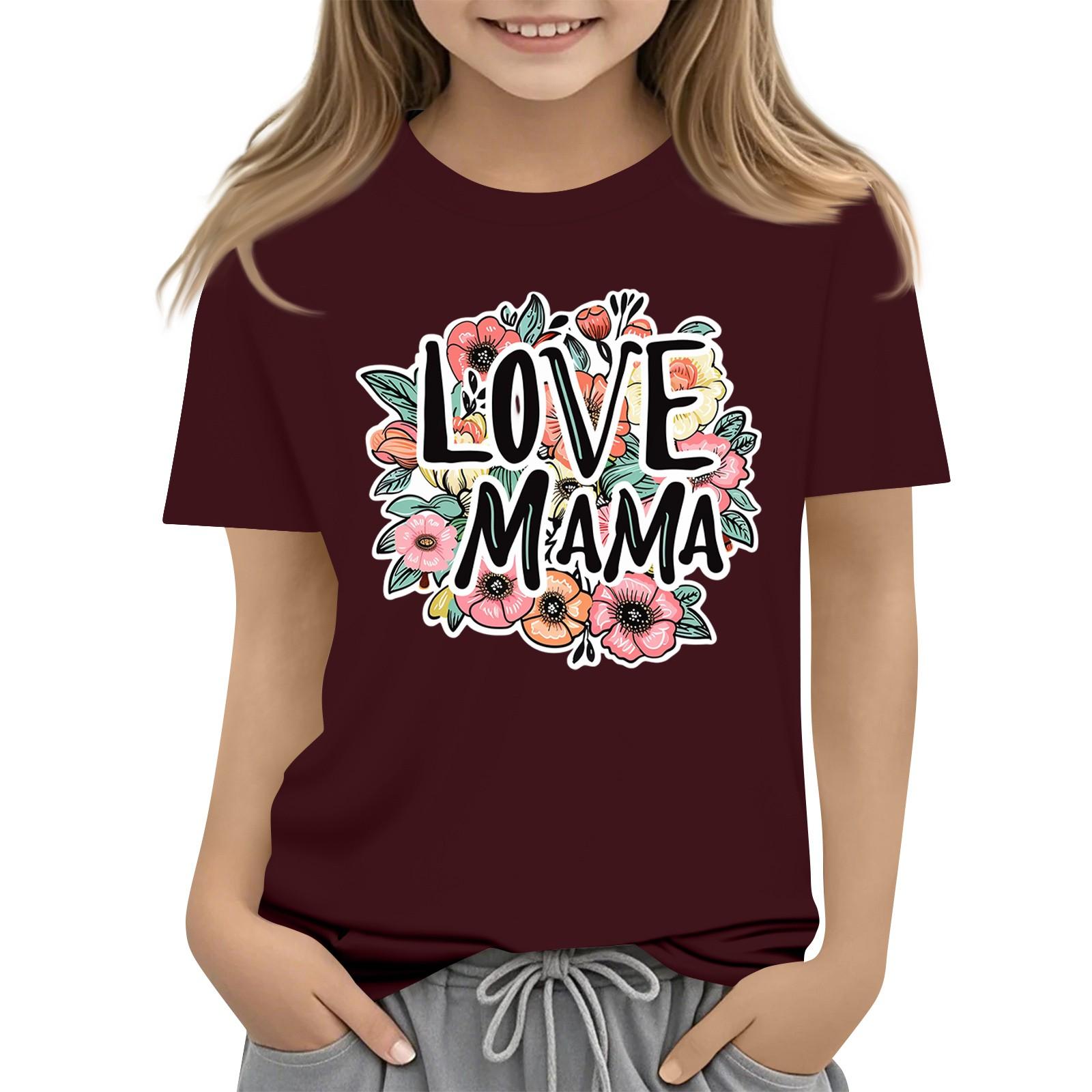 

Children s Fashion Daily Printed Round Neck Short Sleeved Casual T-shirt Top 140 винний